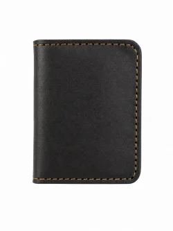 محفظة كروت جلد طبيعي أسود - Vertex Leather